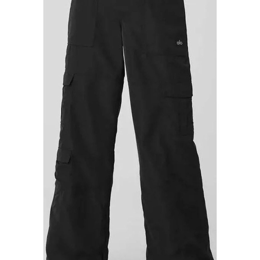 Alo Yoga blaze Cargo Pants Black Wide Leg Zipper size small